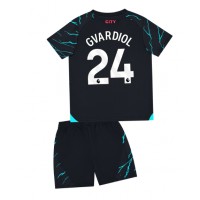 Camiseta Manchester City Josko Gvardiol #24 Tercera Equipación para niños 2023-24 manga corta (+ pantalones cortos)